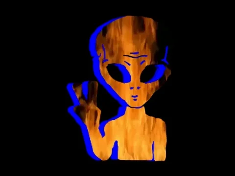 Alien Love and Peace Fire Black-Background Stock Footage 107966491