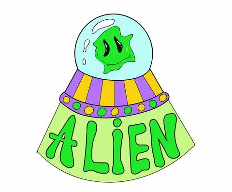Alien Magic Psychedelic for mascot and merchandise illustrations Stock Illustration