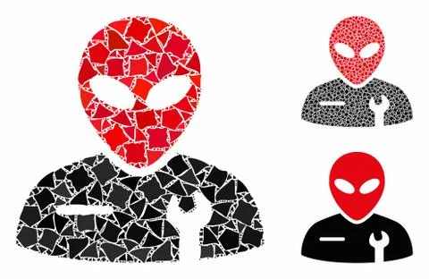 Alien mechanic Composition Icon of Irregular Elements 库存插图