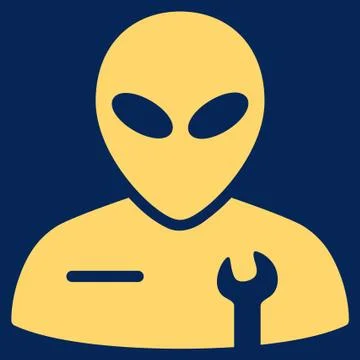 Alien Mechanic Flat Icon Stock Illustration