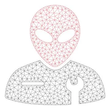 Alien Mechanic Polygonal Frame Vector Mesh Illustration Stock Illustration