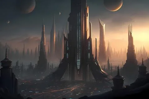 Alien Metropolis Stock Illustration