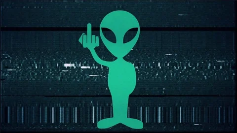 Alien with middle finger - funny science... | Stock Video | Pond5