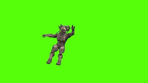 Alien Monster Climbing Down Right Green Screen Animation 4K Rendering Stock Footage 264549145