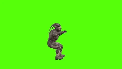 Alien Monster Climbing Wall Green Screen Animation 4K Rendering Stock Footage 264549384