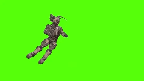 Alien Monster Climbing Wall left Green Screen Animation 4K Rendering Vídeo Stock 264549364