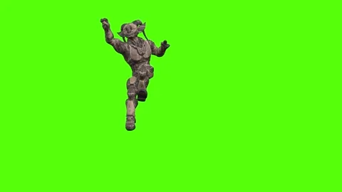 Alien Monster Climbing Wall up Right Green Screen Animation 4K Rendering Stock Footage 264795912