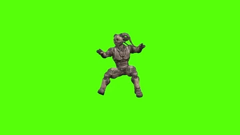 Alien Monster Climbing Wall Right Green Screen Animation 4K Rendering Stock Footage 264795938
