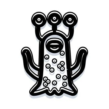 Alien monster creature with multiple eyes illustration Stock Illustration