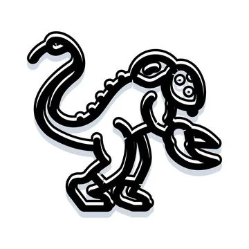 Alien monster creature with pincer claws and scorpion tail Stock Illustration