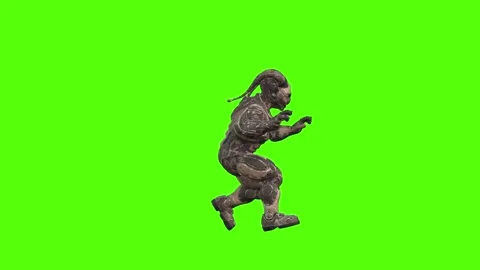 Alien Monster Crouch Backward Green Screen Animation 4K Rendering Stock Footage 264795905