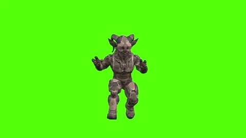 Alien Monster Crouch Backward Green Screen Animation 4K Rendering Видео 264795908