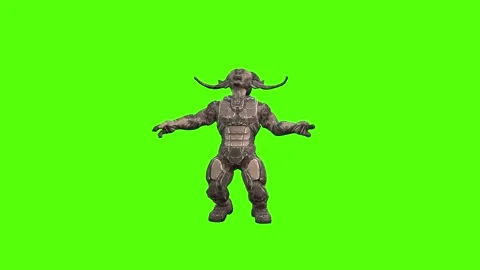 Alien Monster Death Front Green Screen Animation 4K Rendering Stock-Footage 264795845
