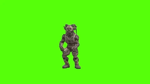 Alien Monster Dodge Backward Green Screen Animation 4K Rendering Stock Footage 264795831