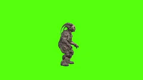Alien Monster Dodge Backward Green Screen Animation 4K Rendering Stock Footage 264795836