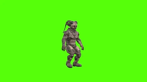 Alien Monster Dodge Forward Green Screen Animation 4K Rendering Stock Footage 264795826