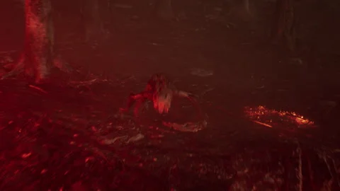 The alien monster feels scared and runs to run away quickly 07 Stock Footage 231586094