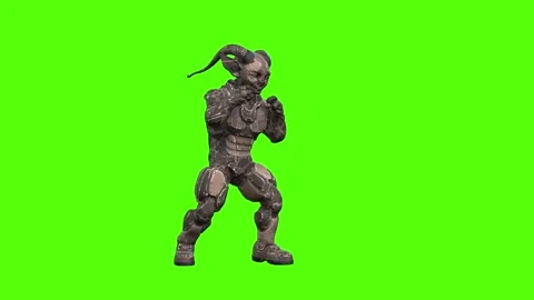 Alien Monster four Hit Combo Green Screen Animation 4K Rendering Vídeo Stock 264549431