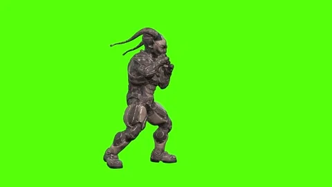 Alien Monster four Hit Combo Green Screen Animation 4K Rendering Stock Footage 264549464