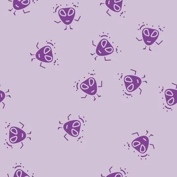 Alien monster funny glyph vector seamless pattern 스톡 일러스트