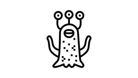 Alien monster funny line icon animation Stock Footage 326137708