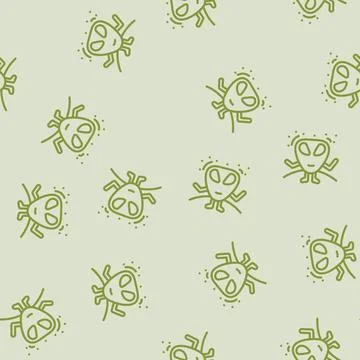 Alien monster funny line vector seamless pattern 스톡 일러스트