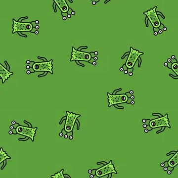 Alien monster funny vector seamless pattern 스톡 일러스트