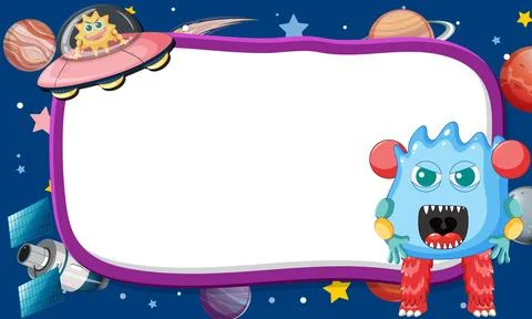 Alien Monster on Outer Space Border Frame Stock Illustration
