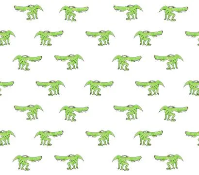 Alien Monster Reptile Drawing Pattern 스톡 일러스트