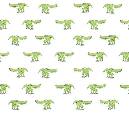 Alien Monster Reptile Drawing Pattern Conversational seamless pattern desi... Stock Photos