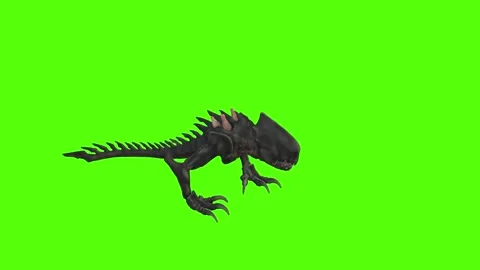 Alien monster Taunt Green Screen Animation 4k Rendering Stock Footage 262699716