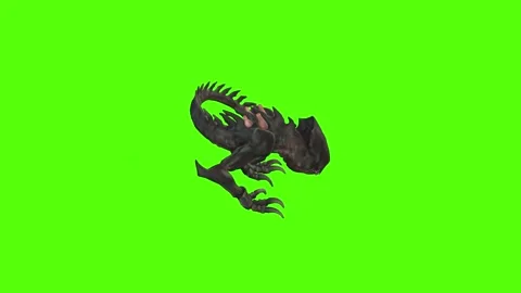 Alien monster Turn Left Green Screen Animation 4k Rendering Stock Footage 262699653