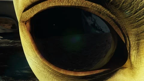 An alien on the moon next to his spaceship watching the Earth. A futuristic Vídeo Stock 86058609