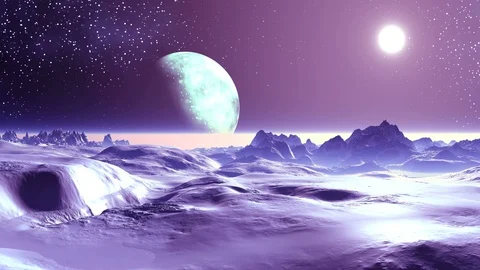Alien Moon in Star Sky Stock Footage 88107220