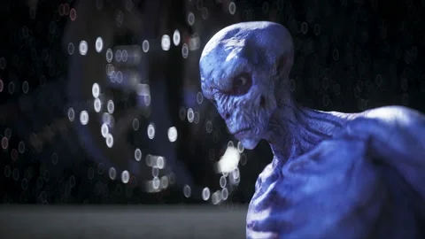 Alien on the moon. Ufo concept. 3d rendering. Stock Footage 132633178