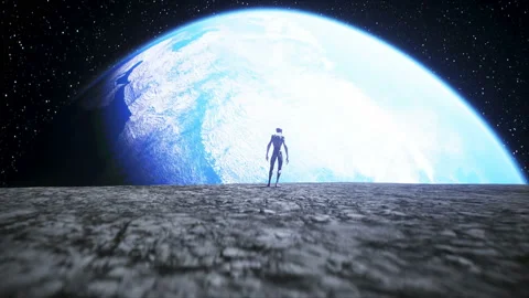 Alien on the moon. Ufo concept. 3d rendering. Vídeos de archivo 132635168