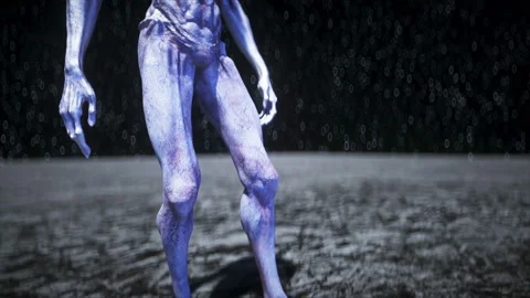Alien on the moon. Ufo concept. 3d rendering. Video stock 132636001