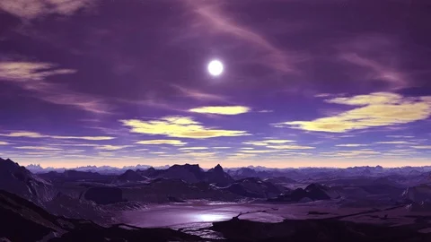 Alien Moonrise Stock Footage 97570839