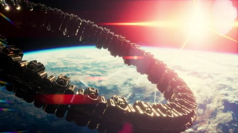 Alien mothership near Earth elements furnished by NASA Stock Footage 199153687
