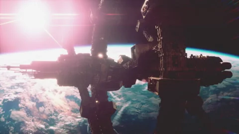 Alien mothership near Earth elements furnished by NASA Stock Footage 202293495
