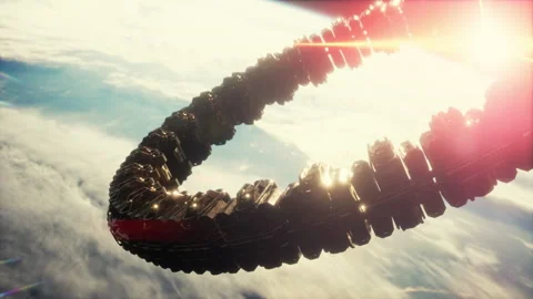 Alien mothership near Earth elements furnished by NASA Stock Footage 209160727