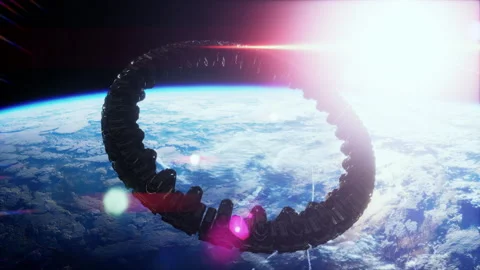 Alien mothership near Earth elements furnished by NASA Stock Footage 218621608