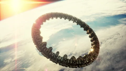 Alien mothership near Earth elements furnished by NASA Stock Footage 224845822