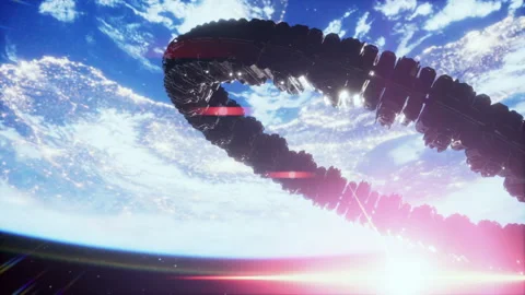 Alien mothership near Earth elements furnished by NASA Stock Footage 227729057