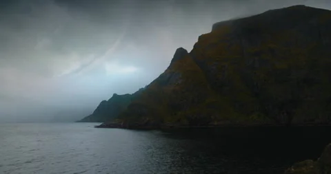 Alien mountain and a planet in the distance Stock Footage 255685423