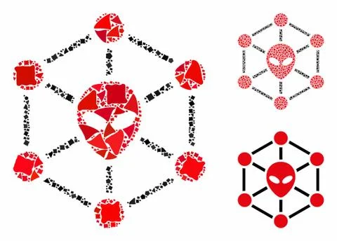 Alien network Mosaic Icon of Bumpy Parts Illustrazione stock