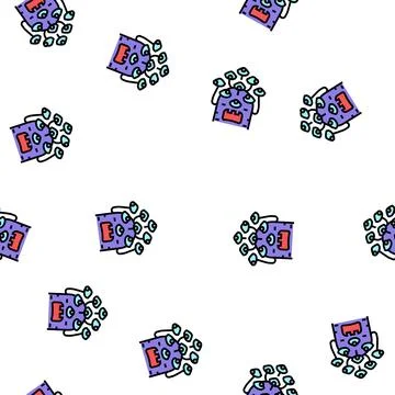 Alien with nine eyes vector seamless pattern Stockillustratie
