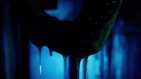 Alien Organism Drips Slime In The Dark Stock Footage 256165414