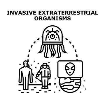 Alien organisms invading planet approaching earth Ilustración de archivo