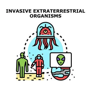 Alien organisms invading planet approaching earth Ilustración de archivo